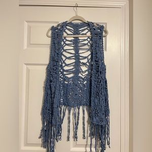 Pale Blue Vest with Fringe!